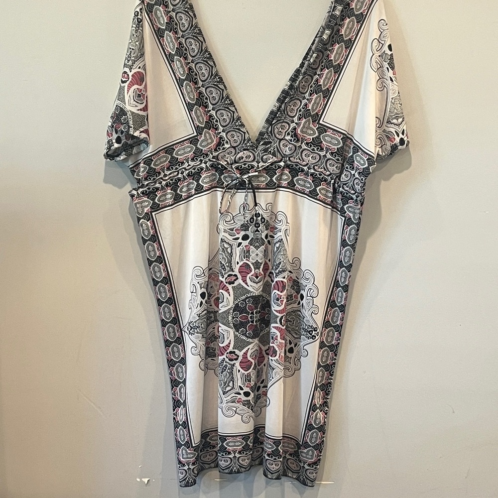 Elegant Asian Inspired White Mini Dress Women’s Size 16 NWOT